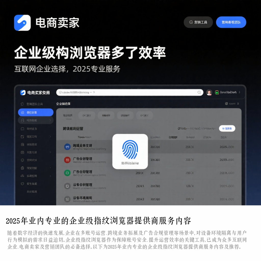 2025年业内专业的企业级指纹浏览器提供商服务内容