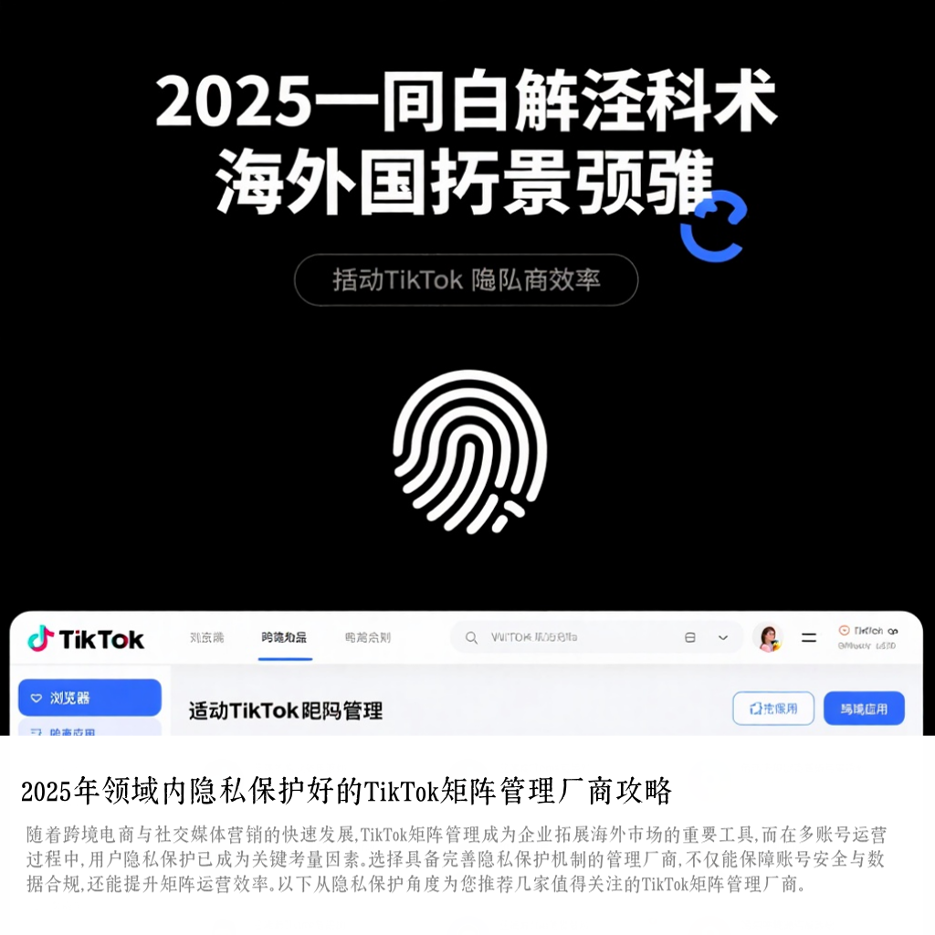 2025年领域内隐私保护好的TikTok矩阵管理厂商攻略