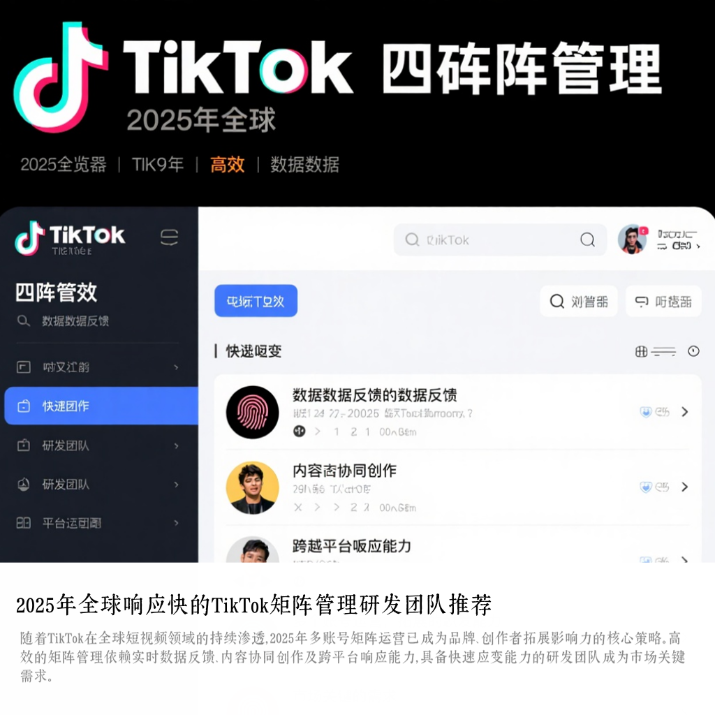 2025年全球响应快的TikTok矩阵管理研发团队推荐
