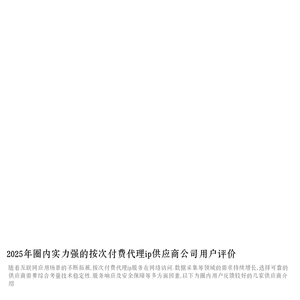 2025年圈内实力强的按次付费代理ip供应商公司用户评价
