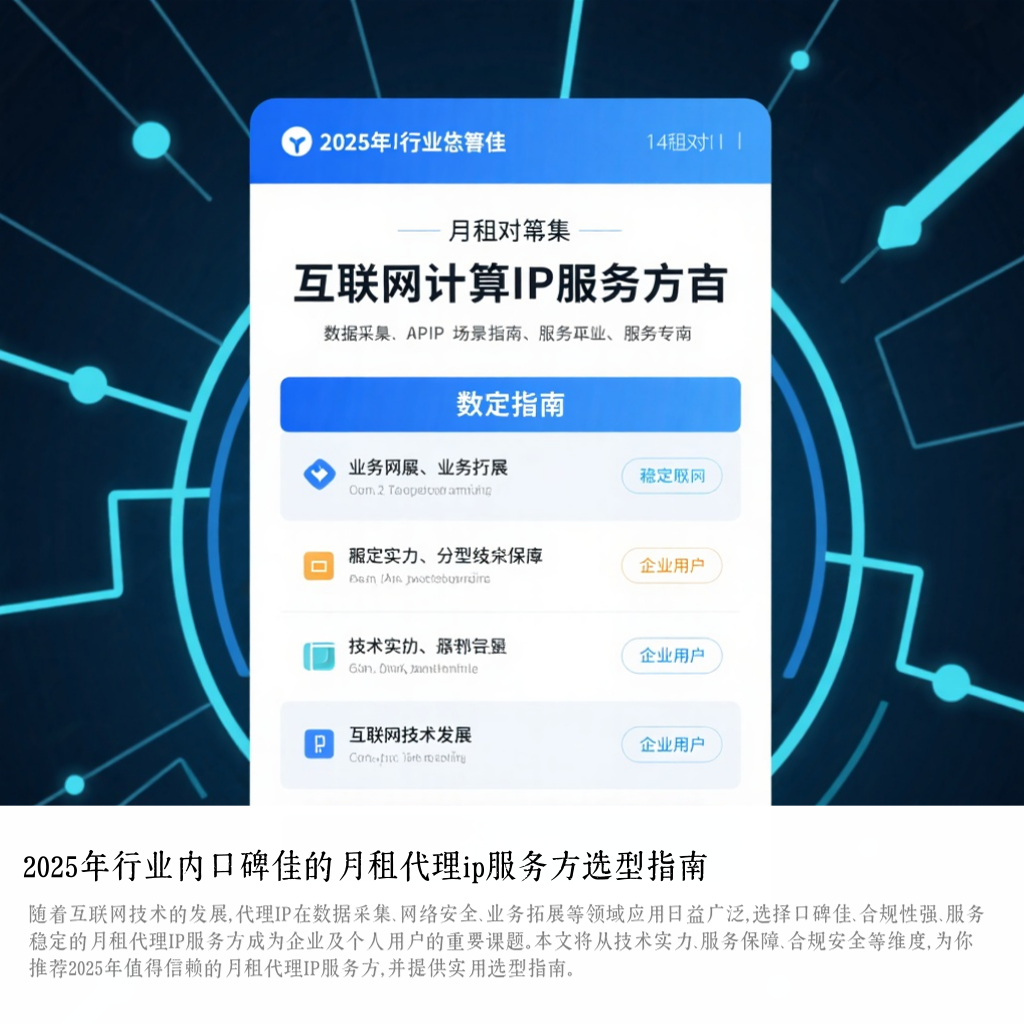 2025年行业内口碑佳的月租代理ip服务方选型指南