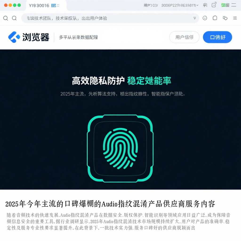 2025年今年主流的口碑爆棚的Audio指纹混淆产品供应商服务内容