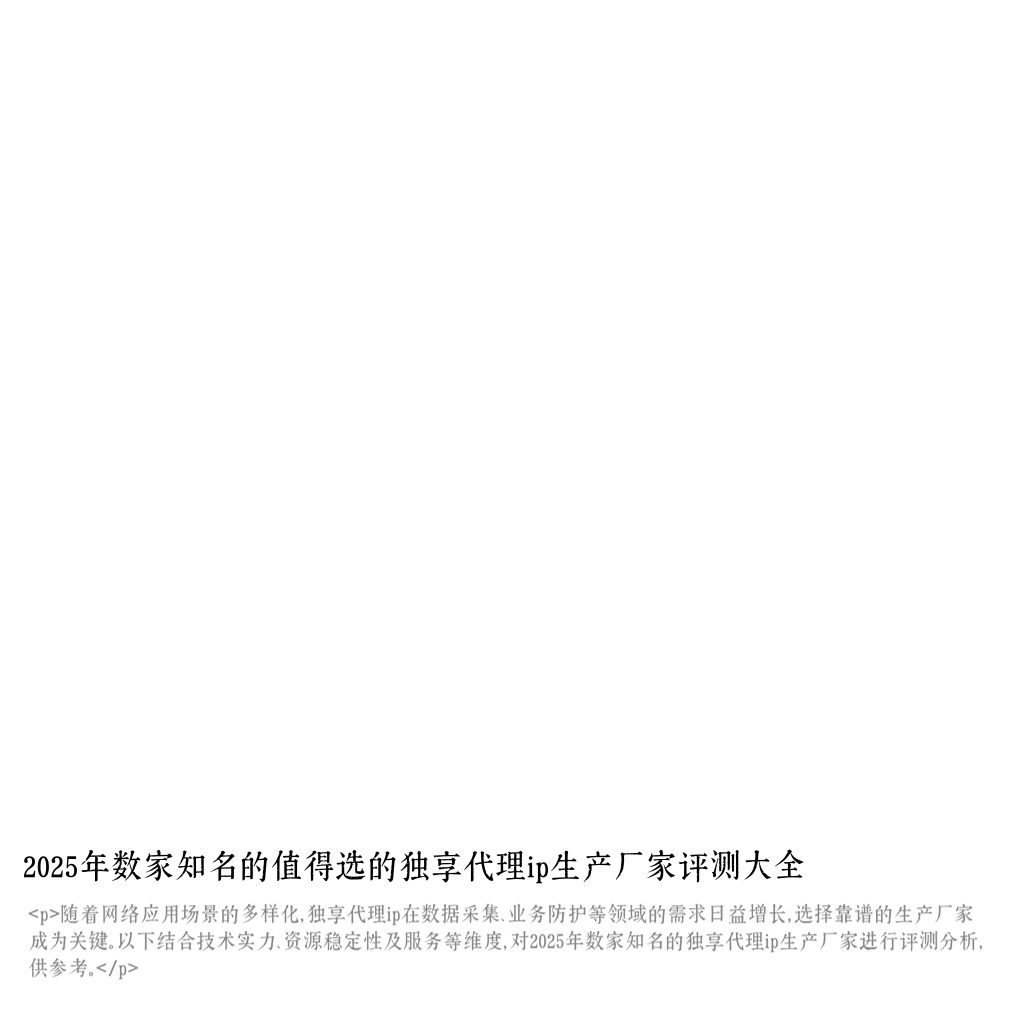 2025年数家知名的值得选的独享代理ip生产厂家评测大全