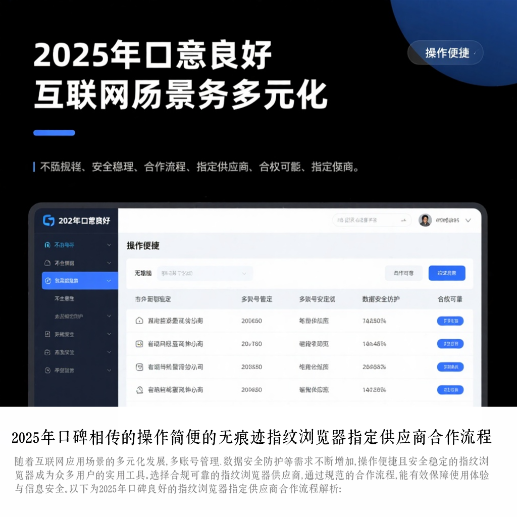 2025年口碑相传的操作简便的无痕迹指纹浏览器指定供应商合作流程